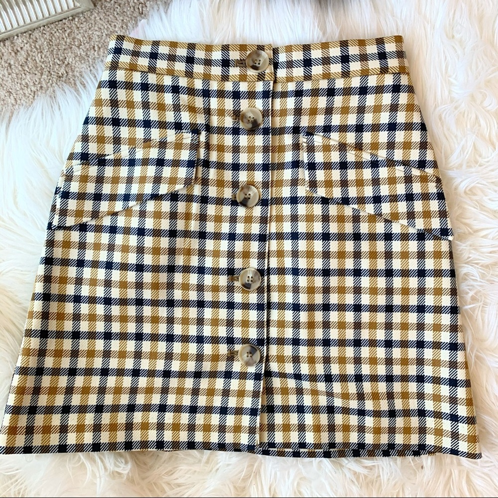 Super Cute Plaid H&M Button mini Skirt Small